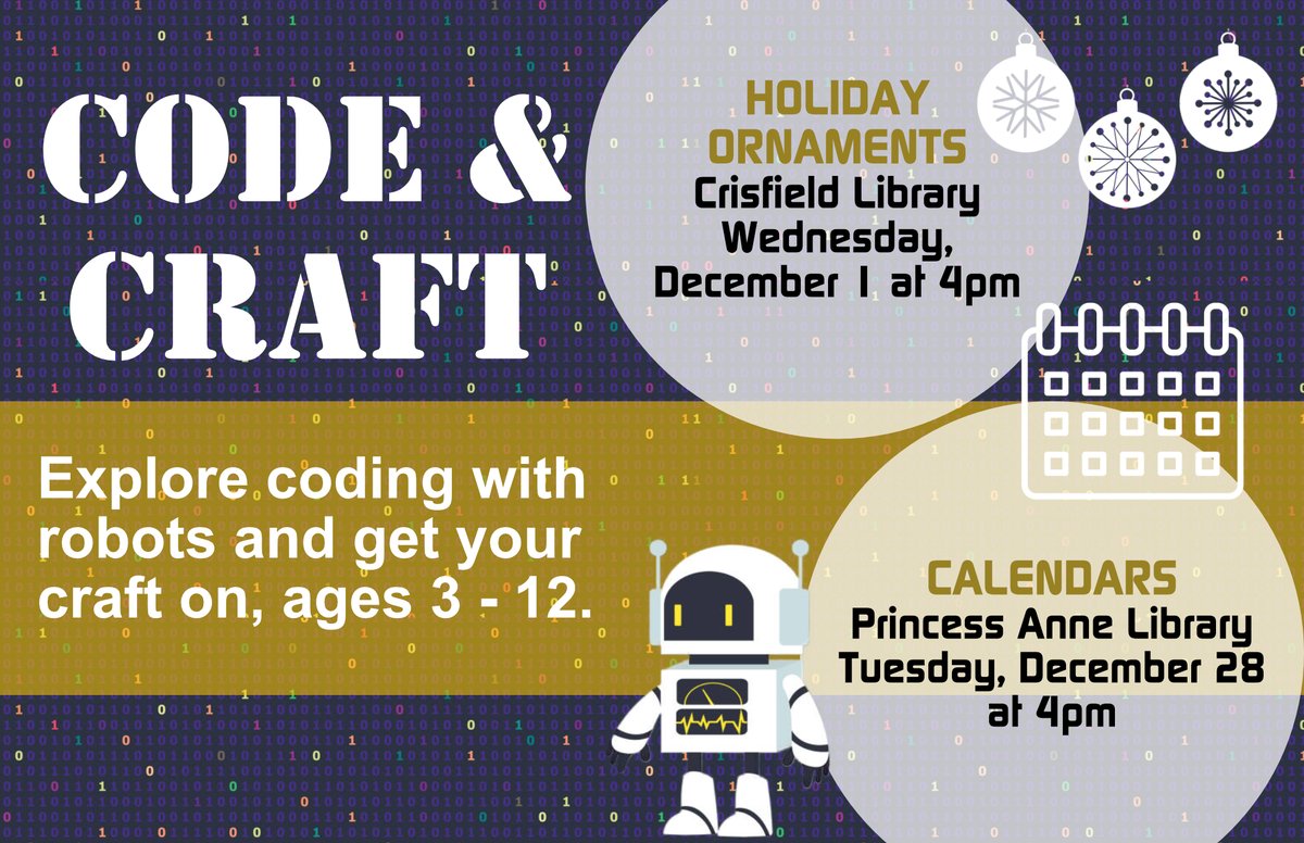 SomersetCounty1's tweet photo. Join us for our first Code &amp; Craft
programs in December! 
#codeandcraft #kidswhocode #newprogram https://t.co/dXaZTZp3Lf