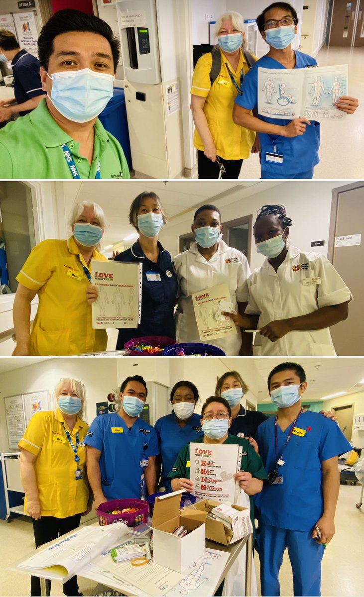 PtSayson's tweet photo. Our ever wonderful colleagues in @BartsHospital @NHSBartsHealth pulling out all the stops for #StopThePressure Ulcer Day! Our @TVSBartshealth with @LINET_UK @Moving_Handling @BH__Academy have been raising awareness of the risks and causes of pressure ulcers for our patients. https://t.co/d4Aondh8yW