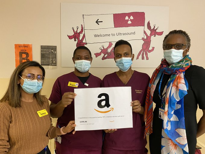 We Are North Mid OD (@wearenorthmid) on Twitter photo Had a lovely afternoon with our Chief Exec, <a href="/nosuji01/">Nnenna Osuji</a> who presented Ultrasound and Admission Avoidance with amazon vouchers for reaching 100% completion rate on the staff survey!
A huge thank you to those teams for sharing your voice! #1week to go, let's see some more 100% Had a lovely afternoon with our Chief Exec, <a href="/nosuji01/">Nnenna Osuji</a> who presented Ultrasound and Admission Avoidance with amazon vouchers for reaching 100% completion rate on the staff survey!
A huge thank you to those teams for sharing your voice! #1week to go, let's see some more 100%