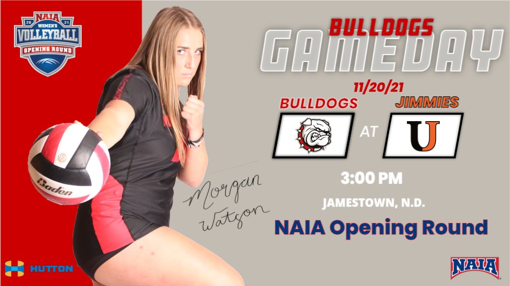 MacCollegeVB's tweet photo. 📢It's #GameDay 
🏐Bulldogs vs @JimmieAthletics
🏆 @NAIA Opening Round
📍Jamestown, N.D.
⏰3:00 pm
📺https://t.co/vXP3IP48D7 #BulldogPride #NAIANationals https://t.co/BjBowoKnAp