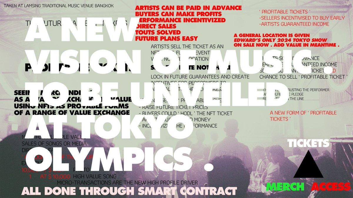 anewformofmusic's tweet photo. My @Huddln_ Piece Is The Original Plan For #PROFITABLETICKETS Intended To Be Revealed At The Tokyo Olympics . Currently In The Process Of Applying For Funding Through #ChiaNetwork Who Have Expressed Interest - A Radical Reinvention Of Live Experience  .

https://t.co/XtmFoFaAf0 https://t.co/WfDrJylpi4