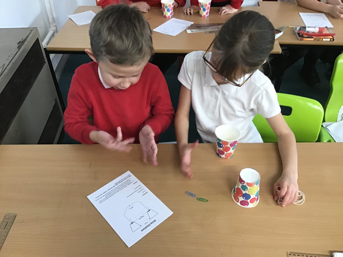 rockinghamii's tweet photo. Year 4 have been investigating sound this afternoon. They followed the instructions carefully to make cup telephones 📞 @RockinghamPri #rockinghamscience https://t.co/uPkHhnAjVf