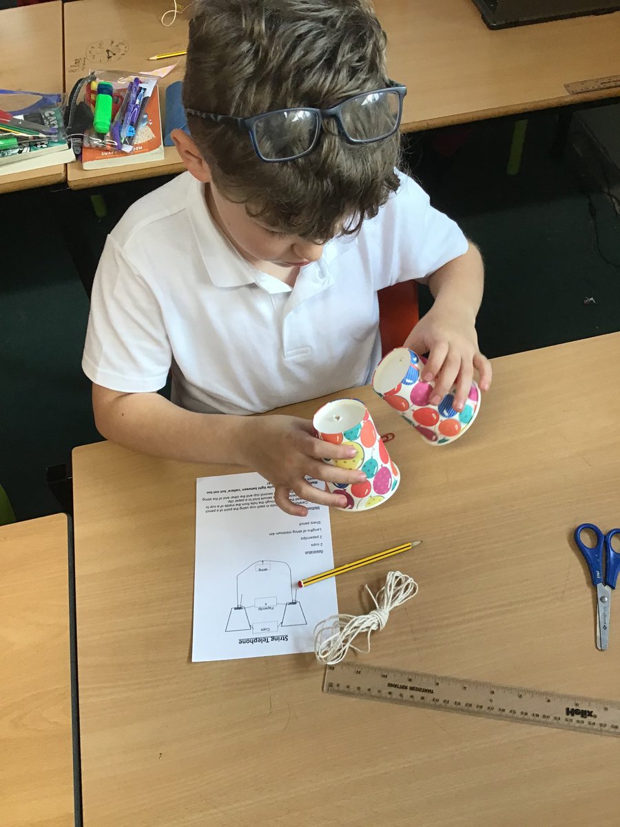 rockinghamii's tweet photo. Year 4 have been investigating sound this afternoon. They followed the instructions carefully to make cup telephones 📞 @RockinghamPri #rockinghamscience https://t.co/uPkHhnAjVf