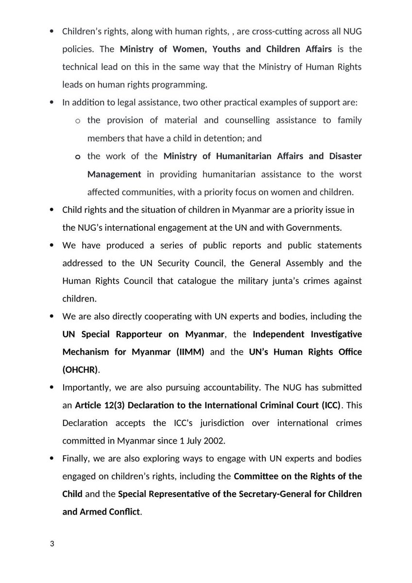 (1/5) Child rights and the situation of children in #Myanmar are a priority issue in the <a href="/NUGMyanmar/">National Unity Government Myanmar</a>'s international engagement at the <a href="/UN/">United Nations</a> and with Governments.  

#WhatsHappeningInMyanmar