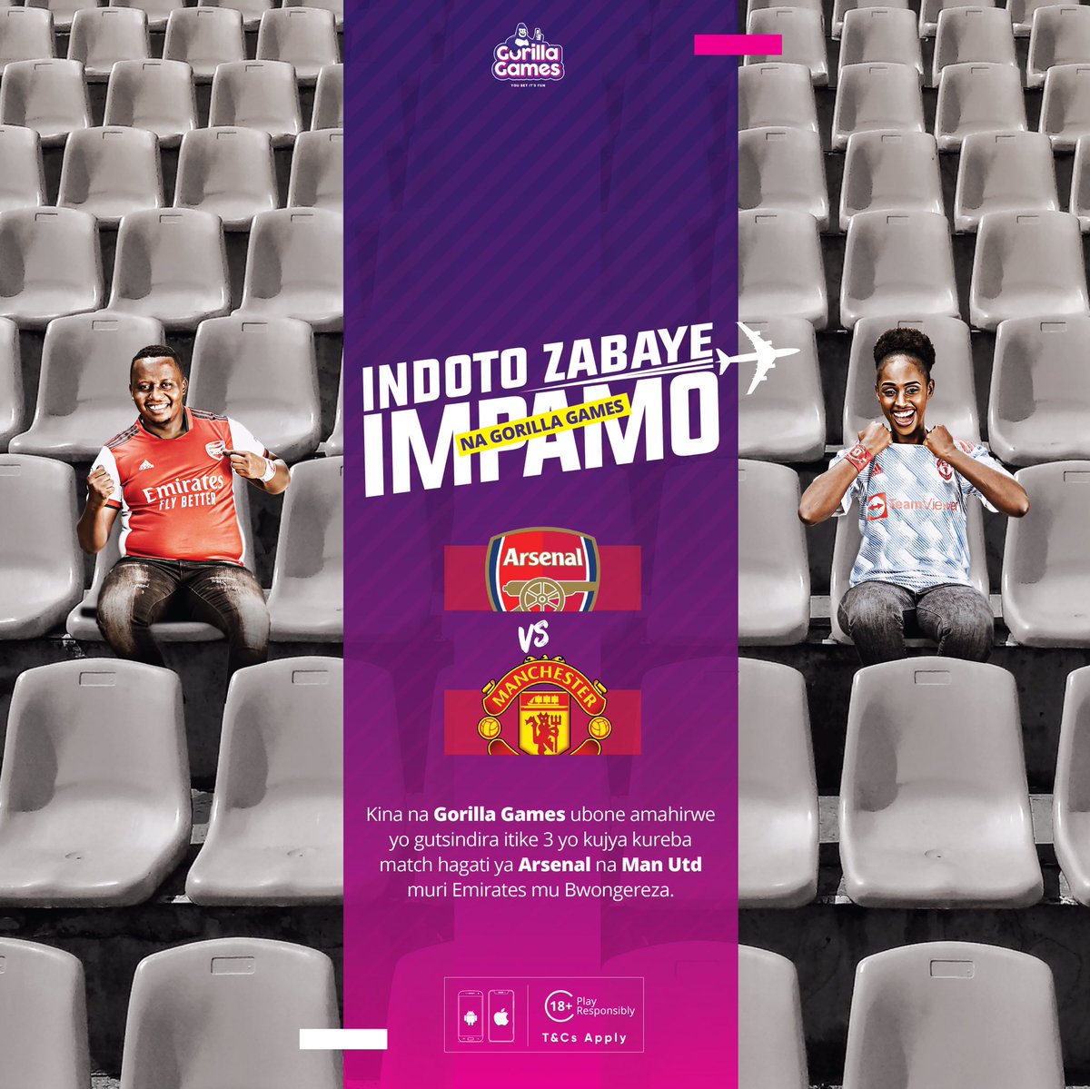 GorillaGamesRw's tweet photo. #IndotoZabayeImpamo na #GorillaGames 
Kina na #GorillaGames ubone amahirwe yo gutsindira amakite 3 yo kujya kureba match hagati ya #Arsenal na #ManUtd muri #Emirates mu Bwongereza 🏴󠁧󠁢󠁥󠁮󠁧󠁿 

#Indoto
#KinaUtsinde https://t.co/PyFkz3c8FL