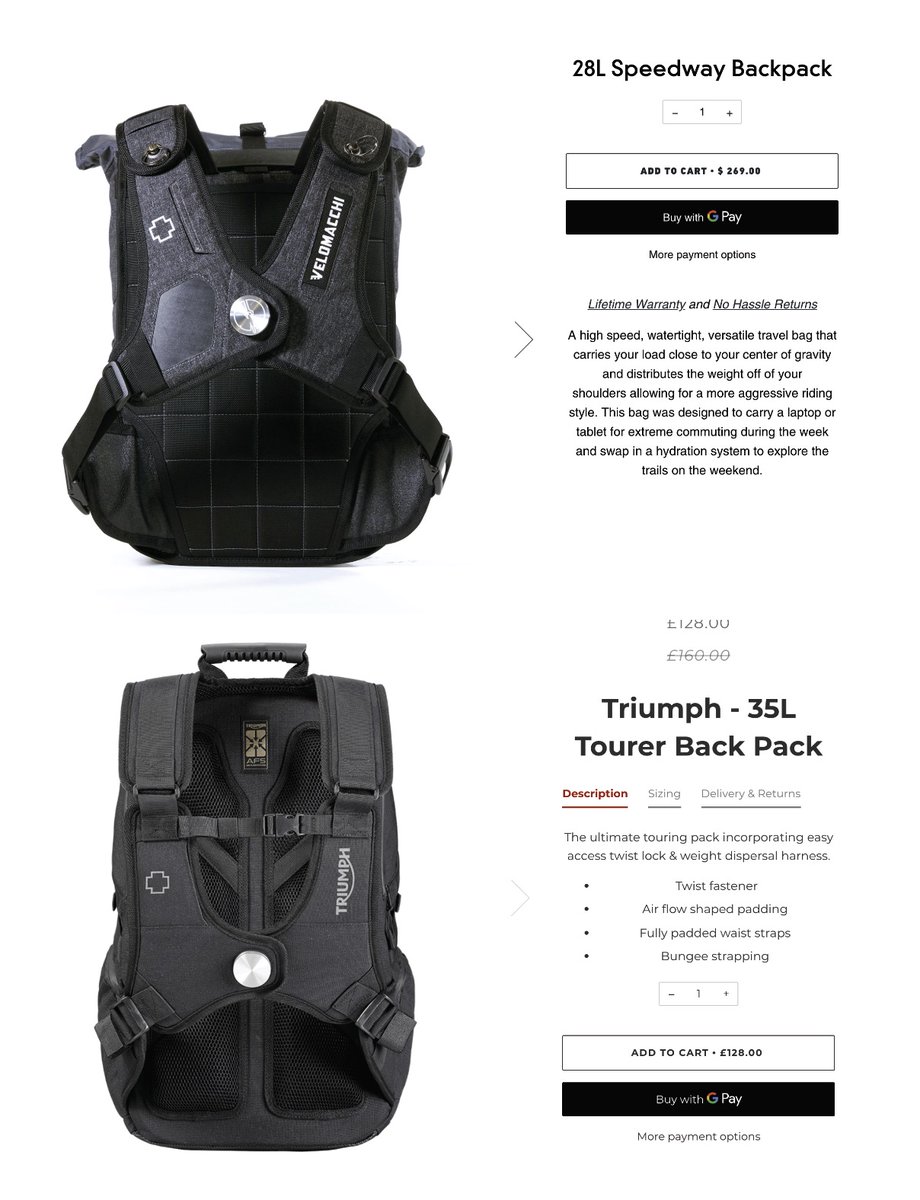 Velomacchi's tweet photo. I just wanted to make a quick note that this is NOT an official collaboration with Triumph on their bag collection. If you would like to leave a comment below about the similarities between the two suspension systems, please feel free to do so.
Kevin Murray
Founder 
Velomacchi https://t.co/AmxvgowrDx
