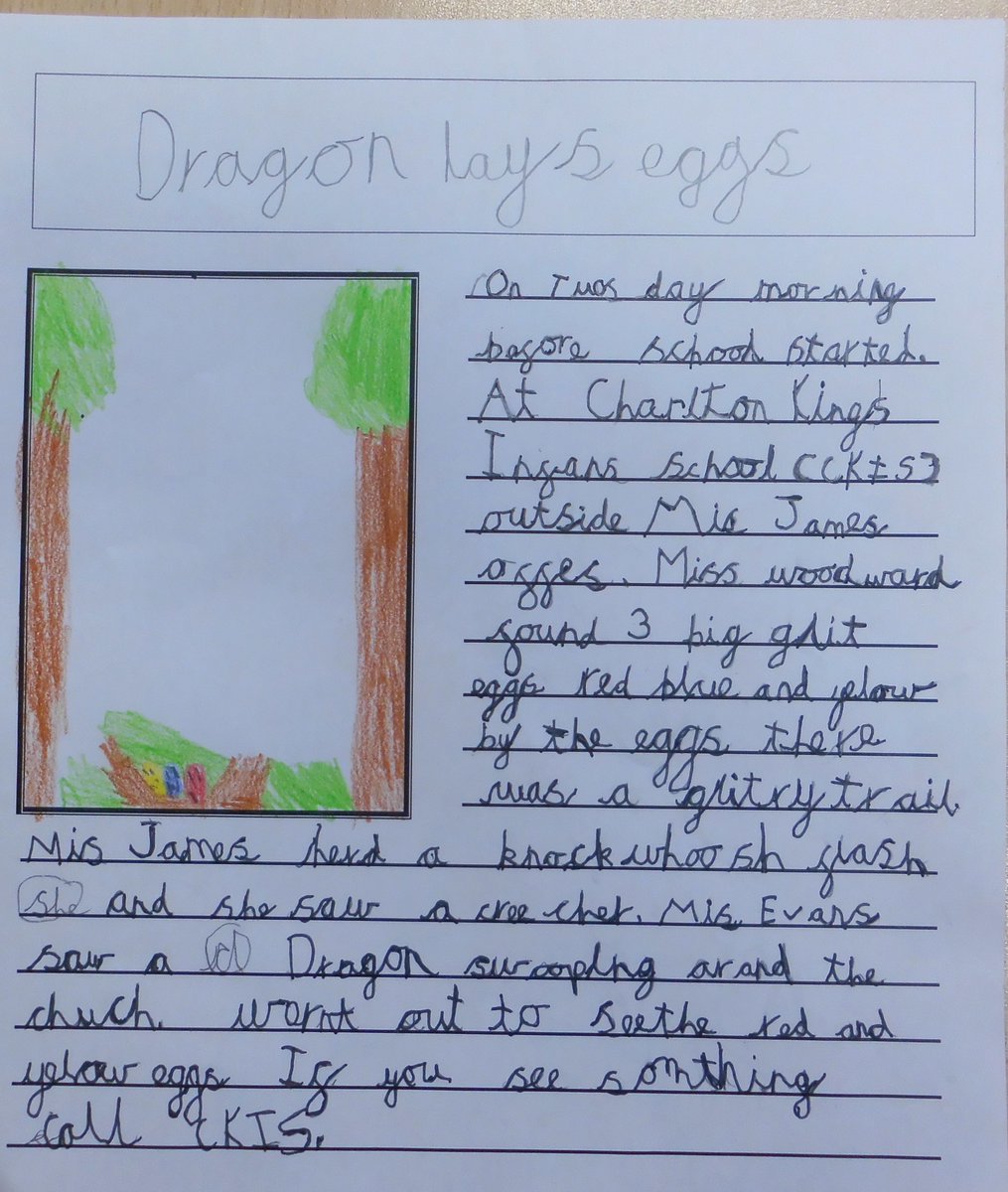 VioletClassCKIS's tweet photo. We turned into news reporter this week to write about what had happened.  We heard from witnesses and have some ideas about what it could be.  We've come to the conclusion it could be a dragon!! https://t.co/0fLeHpddY9