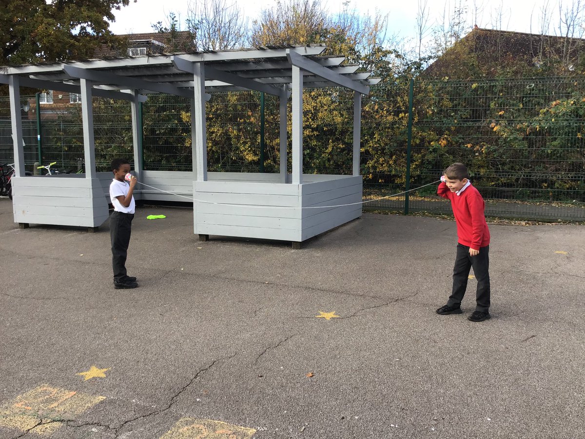 rockinghamii's tweet photo. Here, they are trialling their finished cup telephones 📞 @RockinghamPri #rockinghamscience https://t.co/R3cGVI859C
