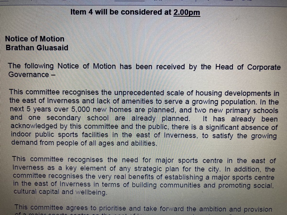 KenGowansSNP's tweet photo. My motion to provide Sports Facilites for east of Inverness has been AGREED!! 😄🏃🏻‍♂️⚽️🏀⚽️🎾🏊 at the City of Inverness Area Committee today. This will be a huge asset for everyone. Now the work starts! @HighlandCouncil I thank City of Inverness Area Committee members for support https://t.co/MifmE0TnbQ