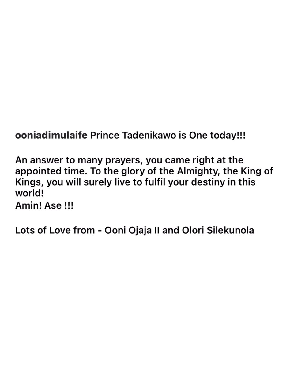 BcrWorldwide's tweet photo. ‘He is an answer to many prayers’ Ooni of Ife celebrates his prince, Tadenikawo as he clocks one ❤️ https://t.co/WTULF6WCuZ