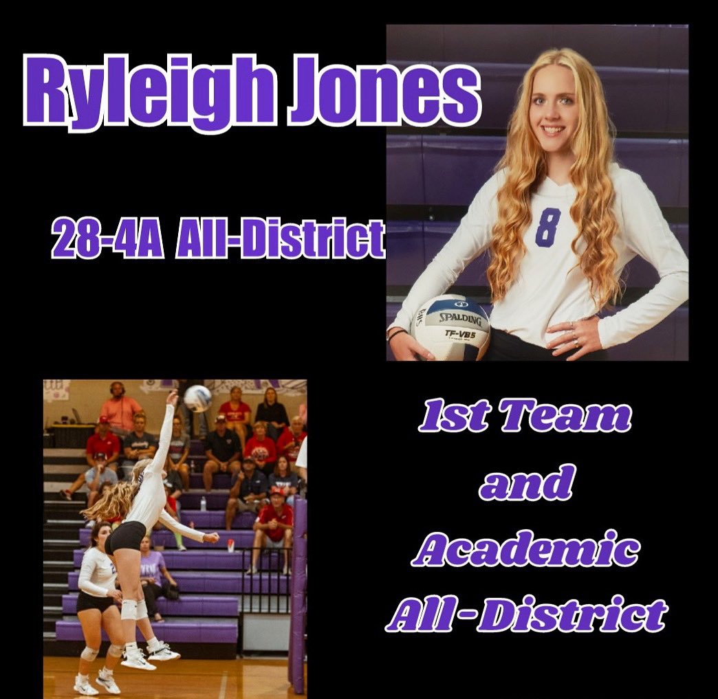 Kudos to Ryleigh Jones (18P) for her All District Awards: 1st team &amp; Academic All District 💜