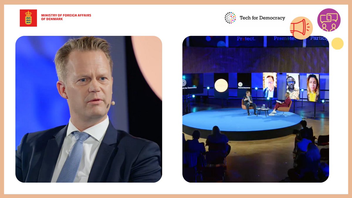 TechambDK's tweet photo. Thank you @JeppeKofod, @nickclegg and @aya_chebbi  for a great last session 6️⃣ on how the tech industry, civil society, multilateral organisations and governments can collaborate on making tech a tool for democracy and human rights. 

#Techfordemocracy #TechPlomacy https://t.co/QuhklCSPoO