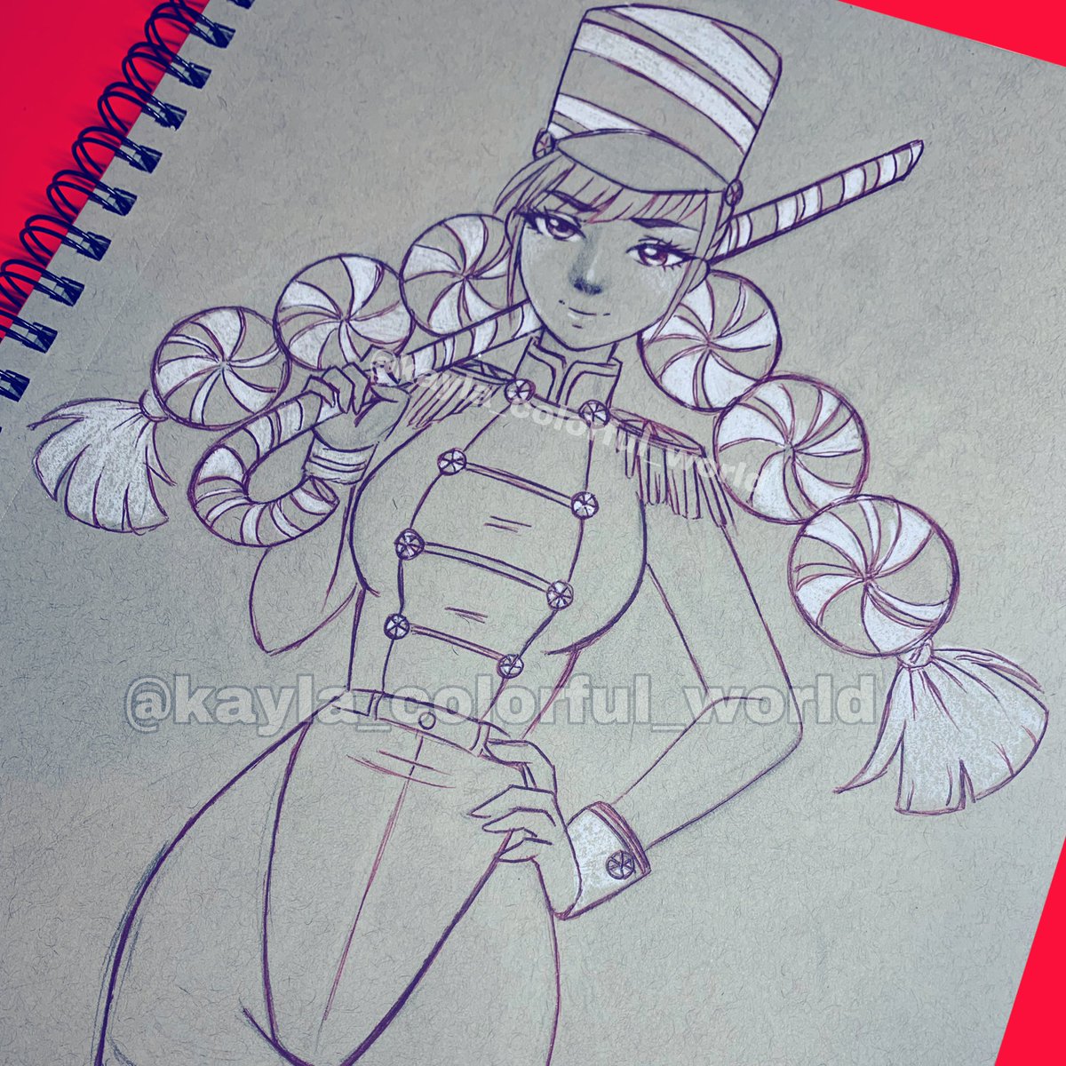 kaylakashawnart's tweet photo. General Peppermint sketch from last nights live  on tiktok! 
Going live last night makes me want to start doing it more 🥰 I’m just sooo backwards 🙈 something I need to over come for sure! 
#holiday2021 #christmasdecor #peppermint #holidaydecor #holidaystyle #candycane https://t.co/NCm0sLrsoE