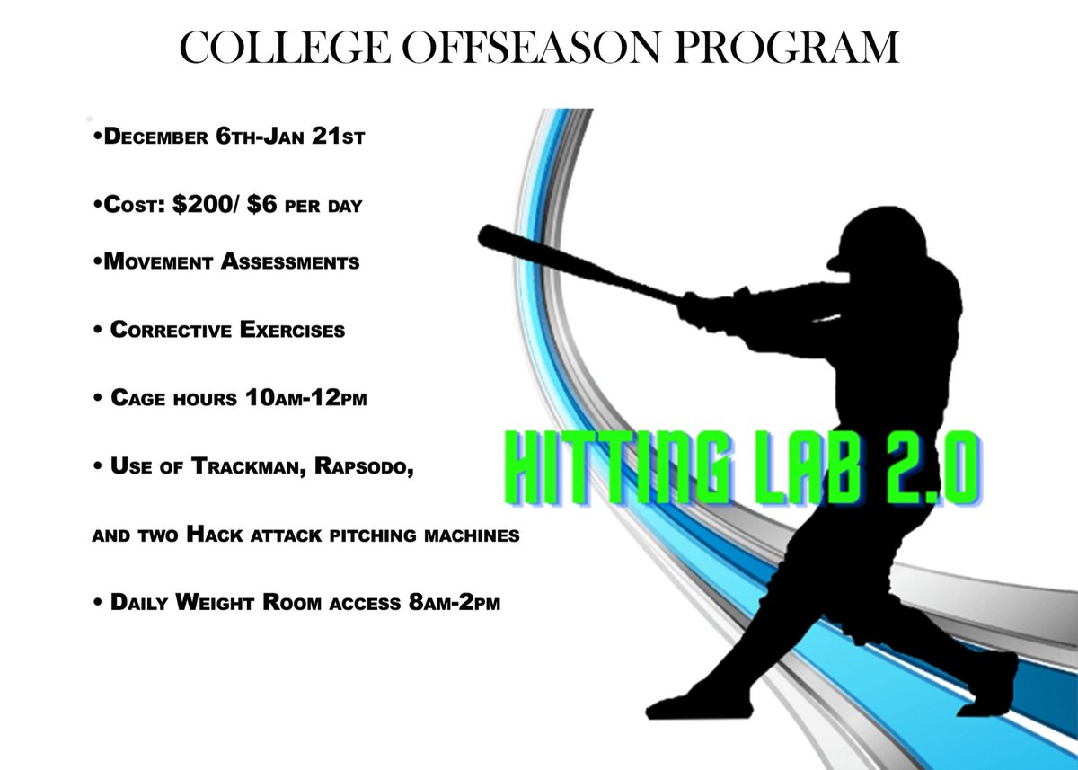 LabHitting's tweet image. Introducing our hit lab 2.0 college off-season program. Train in a pro-style environment daily to prepare for the upcoming spring season. Link to sign up: prospectsathletics.com/tsm-programs/p…
