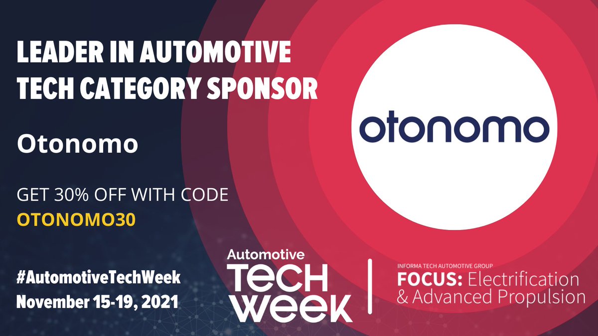 otonomo_'s tweet photo. We are excited to be sponsoring #AutomotiveTechWeek! Be sure to catch our Senior Directors of #BizDev, Robert Harrison and Patrick Ackerman, as they dive into the #futureofmobility. Register with OTONOMO30 and get 30% off a Champion Pass for the week:
https://t.co/TQwQCWha0M https://t.co/AhpCnZsQ1E