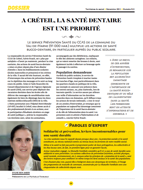 FrancoisPardoen's tweet photo. Prévention et accès aux soins santé au coeur de l'action municipale à @VilleCreteil et chez nos partenaires... Retrouvez le témoignage de Sylvie BEN JABER, présidente de la Mutuelle Familiale dans #territoiresdusocial de novembre consacré par l'@unccas aux enjeux locaux de #santé https://t.co/Im6FEOlgZO
