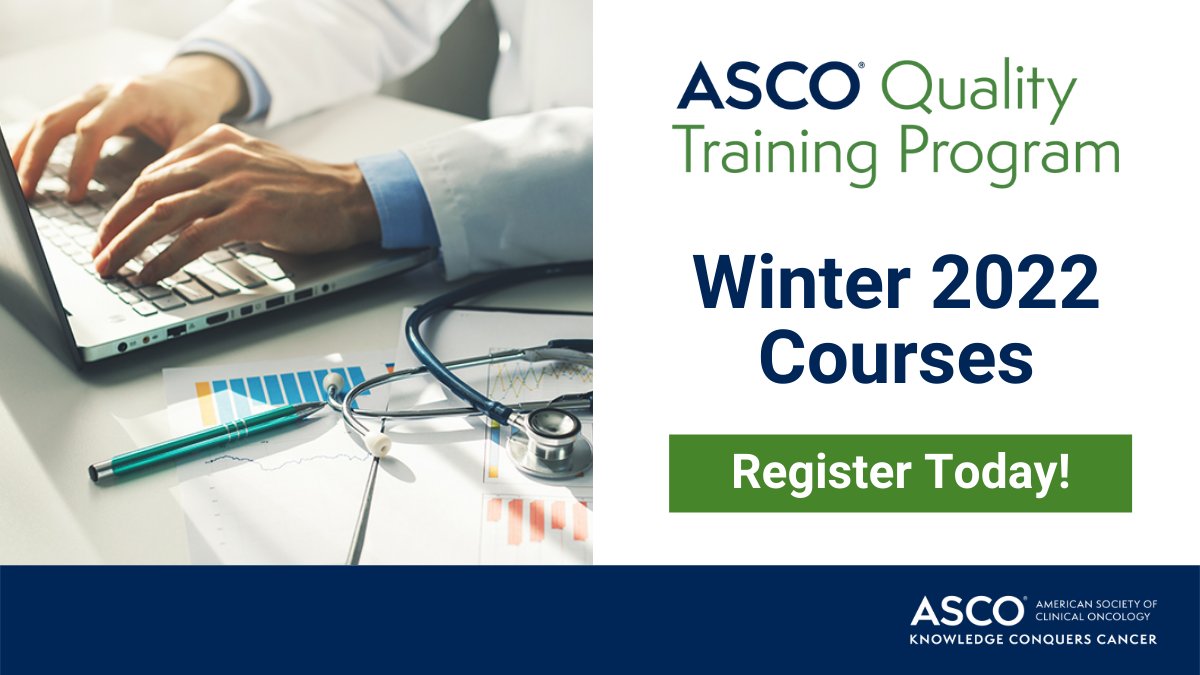 ASCO's tweet photo. Registration is now open for our 2022 Winter Quality Training Program. Dive deeper into what #qualitycare looks like in oncology with this 6-month training program. Register by Dec. 3! ➡️ https://t.co/US4UJM7V13 #OncTwitter #ASCOQTP #QualityImprovement https://t.co/MfX8RYcFxX