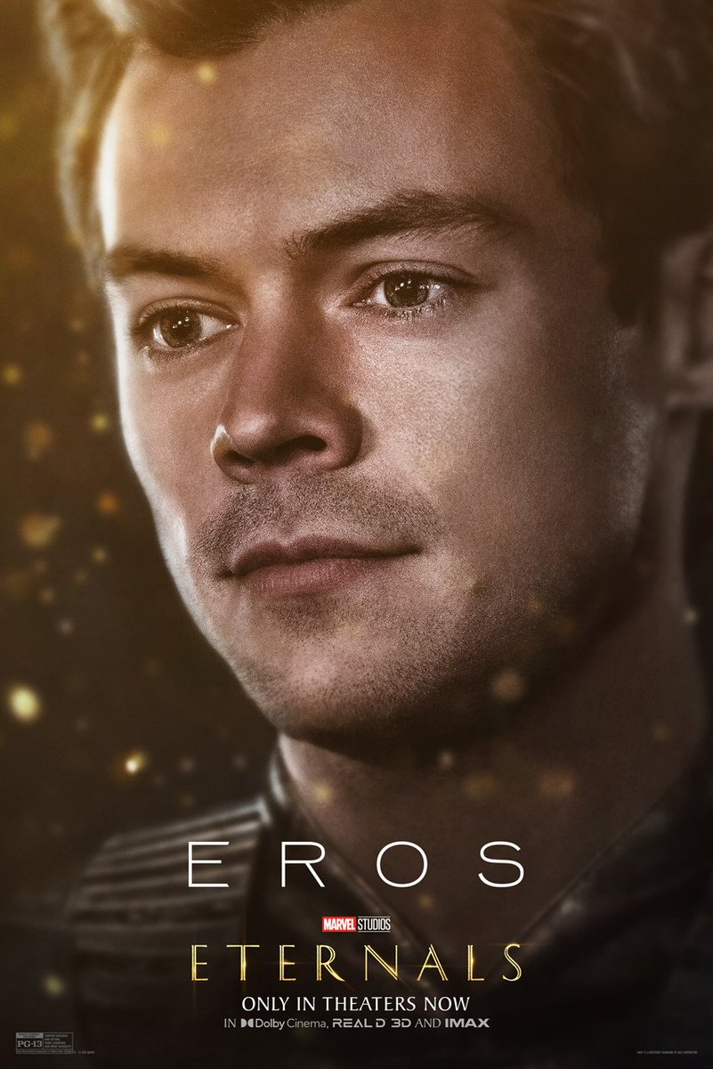 Harry Styles como Eros em novo poster oficial de Eternals.