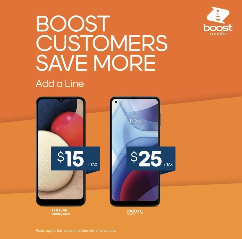 PhonesrusConroe's tweet photo. Hurry in and add a new line to your Boost Mobile plan! Now offering the Samsung A02 and Moto G Power for ONLY $15 and $25! 
Visit Us Today!

1108 N Loop 336 W ST E
Conroe, TX 77301 https://t.co/EnZJmNhd4U