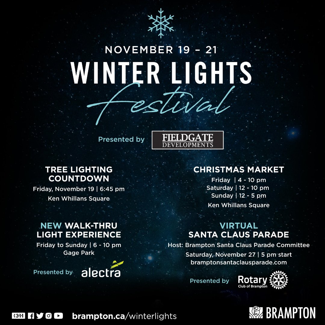 Experience the wonder of the City’s annual Winter Lights Festival, presented by Fieldgate Developments, happening this Friday, November 19 to Sunday, November 21, with family-friendly activities everyone is sure to enjoy.

❤️💚❤️
For more information visit brampton.ca/winterlights