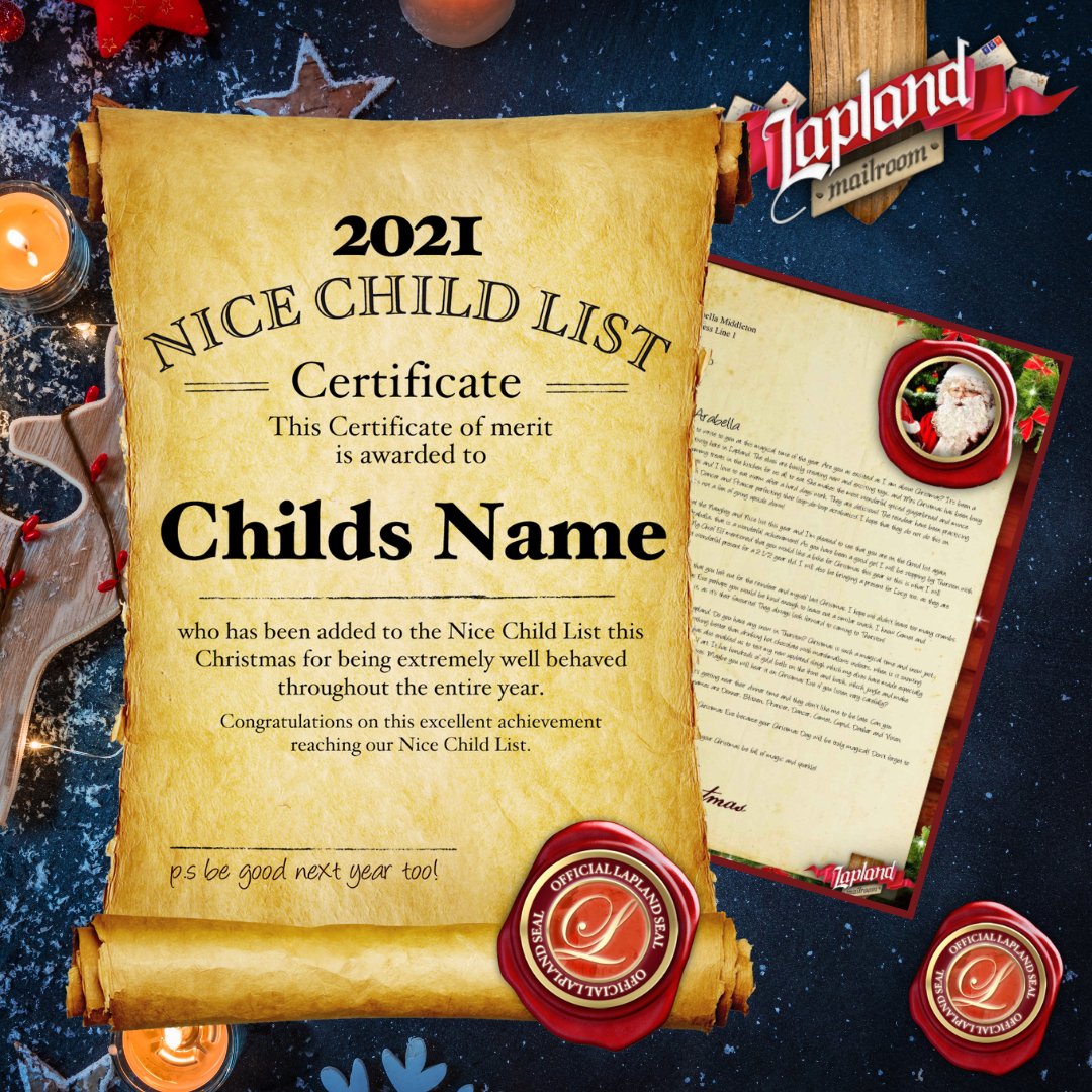 Order our Personalised Santa Letter with our exclusive Activity Pack for just £9.95. For a limited time only, letters will also include a FREE Nice Child Certificate worth £2.99! #laplandmailroom #santaletter #letterfromsanta #letterfromfatherchristmas #christmas #christmas2021