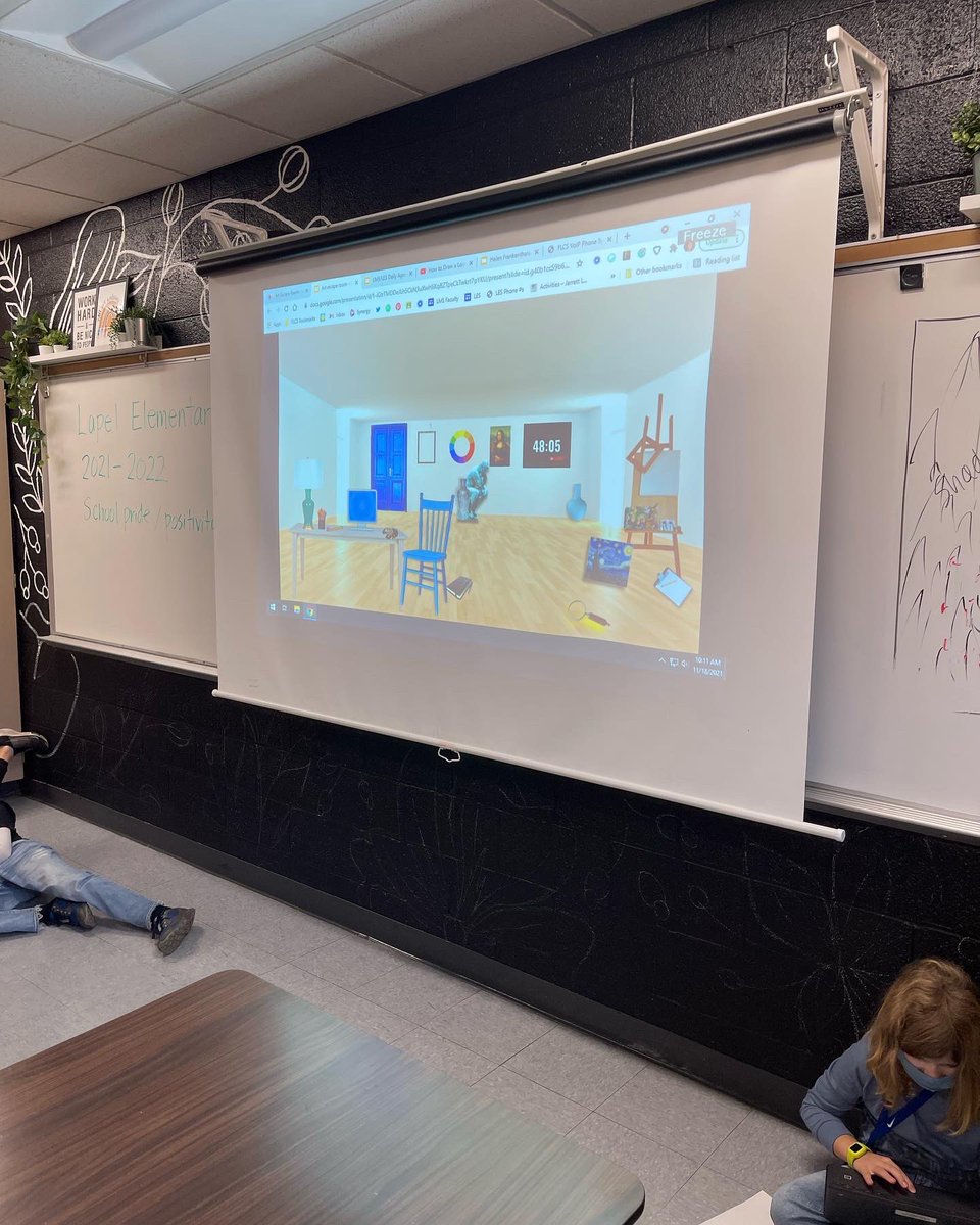 MrsAmandaRusso's tweet photo. Fourth grade is attempting an art-themed digital escape room today.  I love seeing their engagement and hearing their excellent problem solving strategies.  Will anyone escape before class is over??  🕵️‍♀️ 🕵️‍♂️ @lapelelementary #lapelelementary https://t.co/NTs99OaMJz