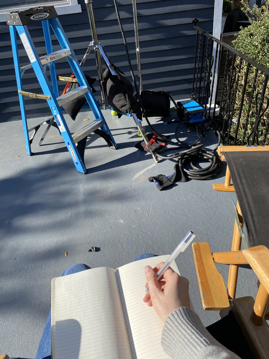 Estelle_Olivia's tweet photo. Writing some character development notes for my #nanowrimo project in between takes #onset. In gorgeous 60° and sunny. No better way to be an #actorwriter https://t.co/374cegOkYc