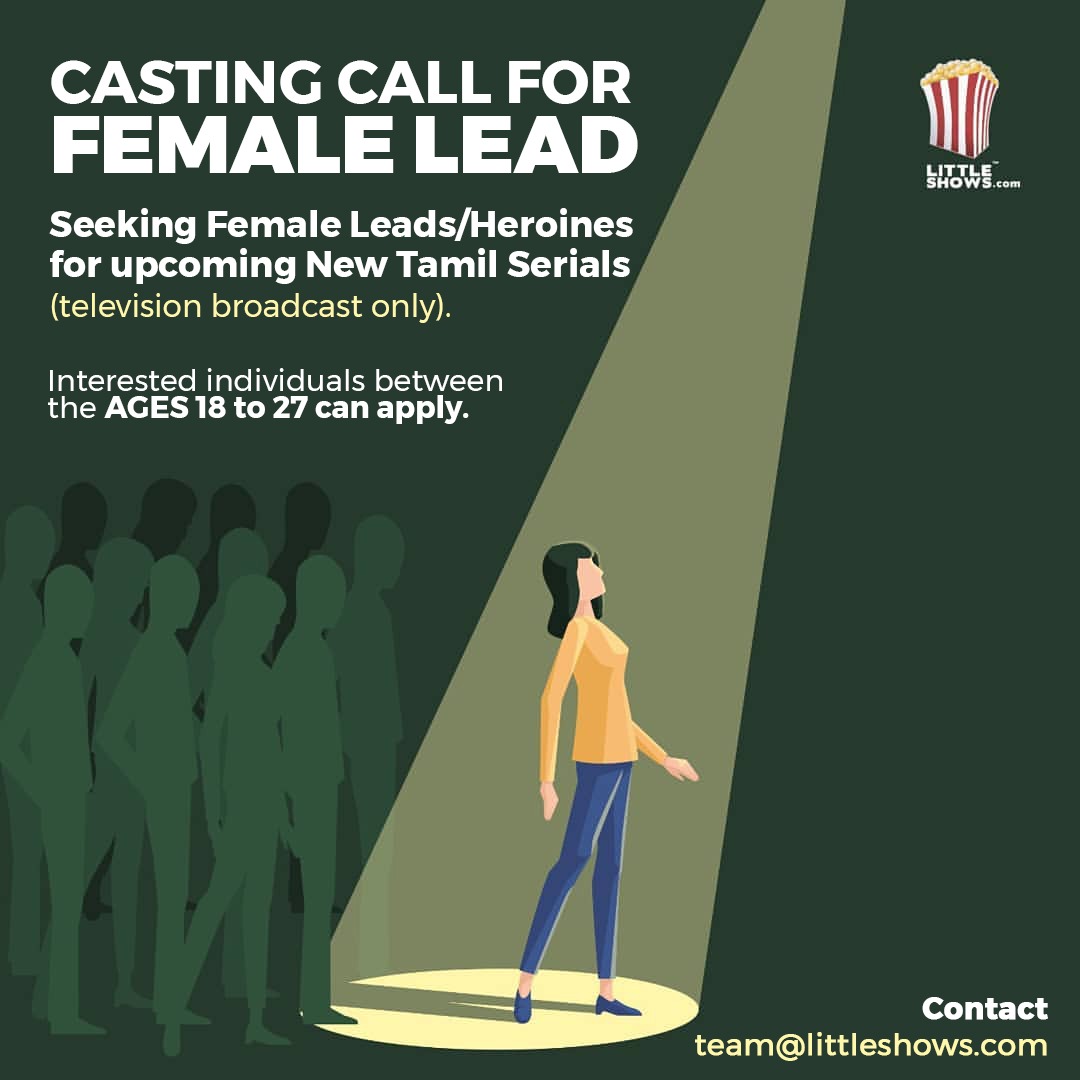 littleshows's tweet photo. Calling aspiring young performers to audition for various important roles in upcoming Tamil-language serials (broadcast only, not web series). Contact Little Shows at your earliest.

#tamilserial #tamilserials #castingcall #femalelead #audition #casting #littleshows https://t.co/hSyfjUIBuP