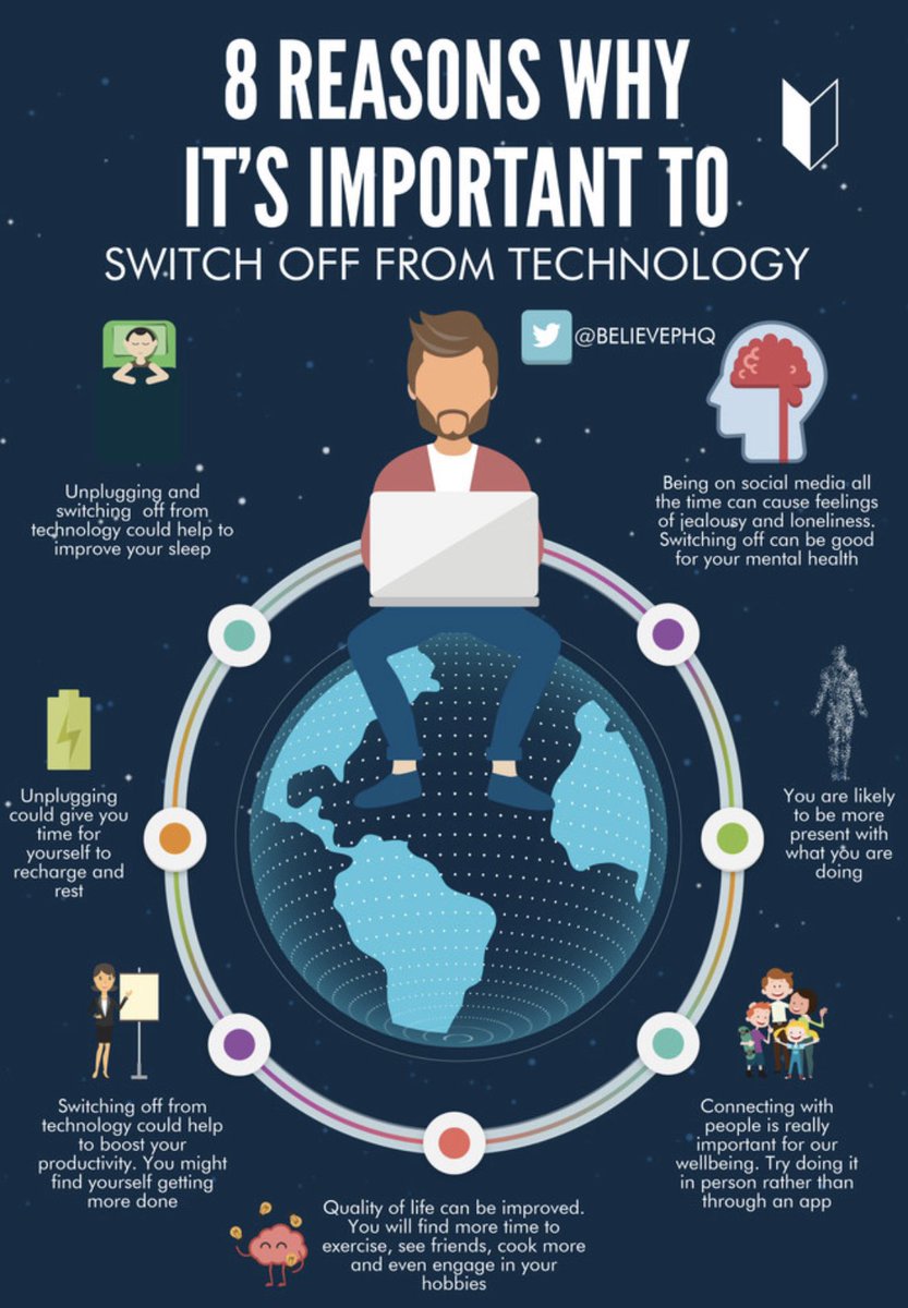 CaseyMcMurray's tweet photo. A great reminder from @BelievePHQ to take a break from technology and social media #MentalHealthMatters https://t.co/JWI9hWW7WH