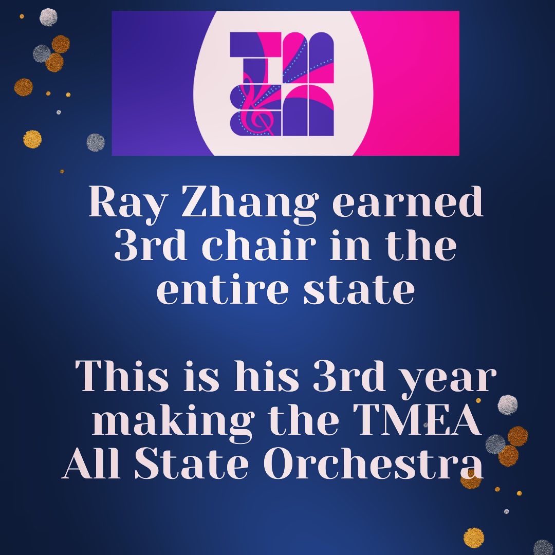 Congratulations to Ray Zhang for earning 3rd chair in then TMEA All State Competition! <a href="/NISDBrandeis/">Brandeis High School</a> <a href="/NISD/">Northside ISD</a> @geriberger08 <a href="/NISD_FineArts/">Northside Fine Arts</a>