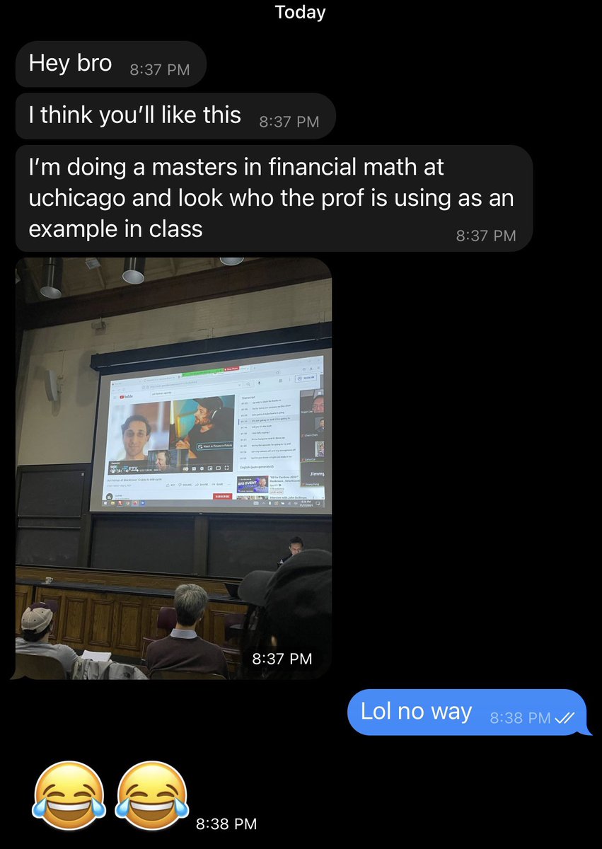 cobie's tweet photo. Imagine paying $100,000+ for your education and what you get is me and Ledger interviewing Avi on YouTube and you sit there watching me continually pause to avoid throwing up during my brutal hangover, gg https://t.co/ka11rlqYju