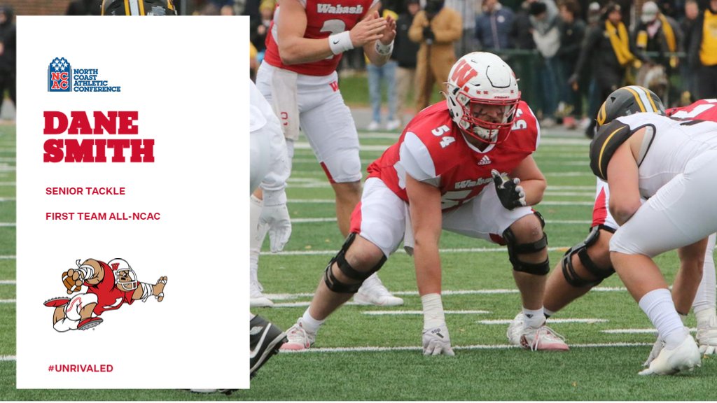 wabashathletics's tweet photo. First Team All-@NCAC honorees Cooper Sullivan (WR), Joe Mullin (C), and Dane Smith (OL).

@WabashFB 

#UNRIVALED https://t.co/5AQ7z8swSy