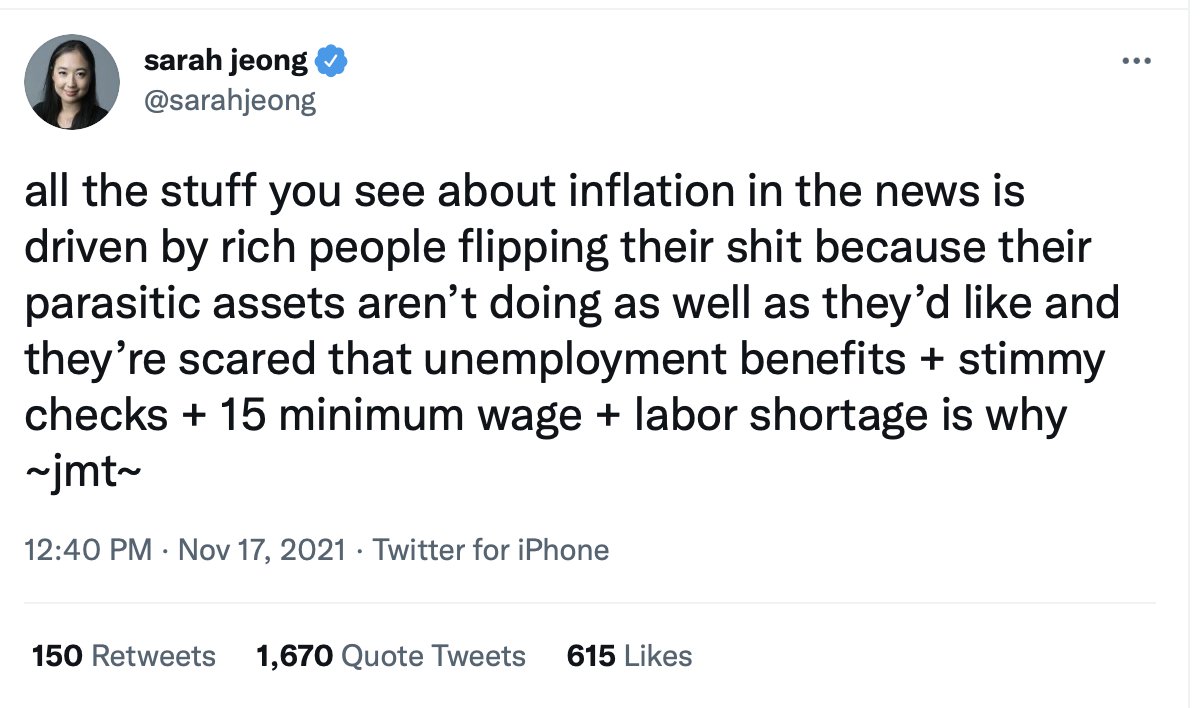 ActsD2's tweet photo. According to @sarahjeong filling up your car with gas is only for rich people. Buying groceries for your family is only for rich people. Buying clothes, diapers, toilet paper, and other necessities are only for rich people. @nytimes @MSNBC @CNN Imagine being this uninformed. https://t.co/1qqjxN5Yet