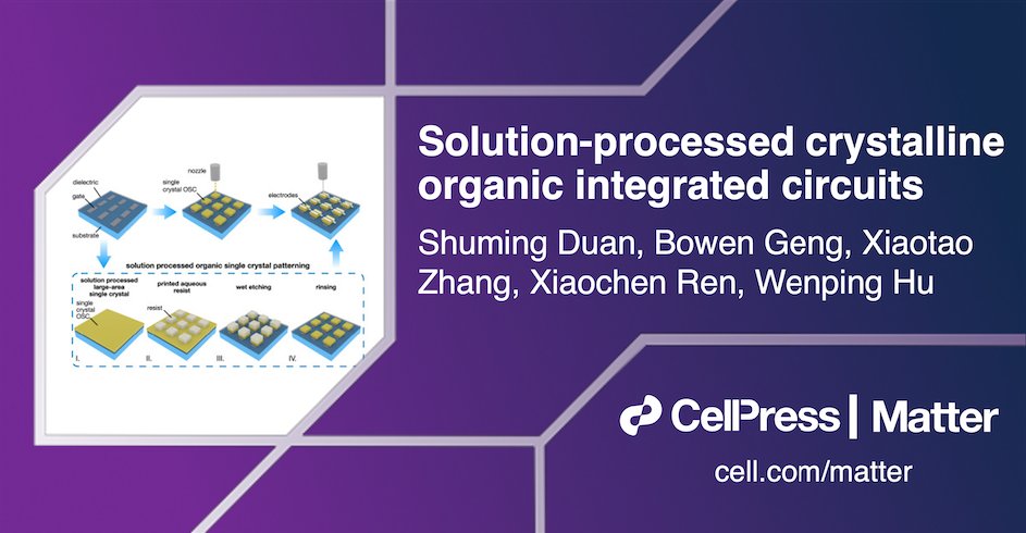 Matter_CP's tweet photo. Wenping Hu, Xiaochen Ren, & colleagues review solution-based methods to create single-crystal organic devices like #OFETs in #MatterIssue29. @TJU1895
See it here: https://t.co/kN6ItcmZlm https://t.co/ad2UqcYkco