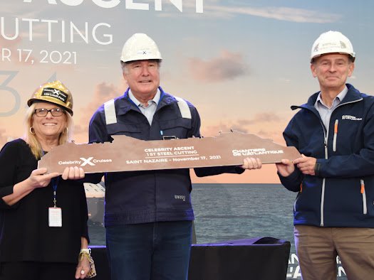 CruiseGuy's tweet photo. 1st piece of steel cut yesterday for @CelebrityCruise upcoming #CelebrityAscent, 4th #cruise ship of #EdgeClass. Debuts early 2023. https://t.co/eyerwqznz9