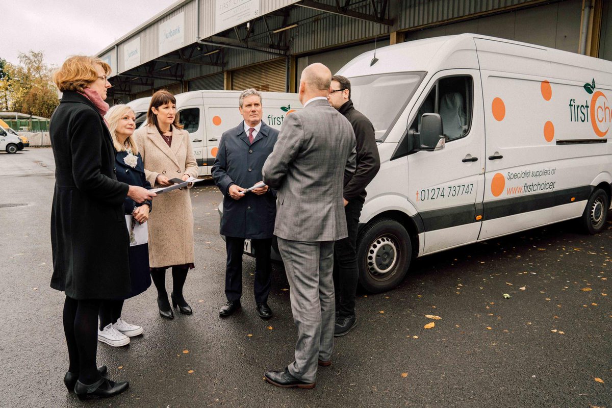 Keir_Starmer's tweet photo. Today I visited Bradford with @RachelReevesMP on the day Boris Johnson announced he's scrapping a crucial part of HS2 and Northern Powerhouse Rail.

The Prime Minister has betrayed Yorkshire and the North. https://t.co/BgLMf7c30S