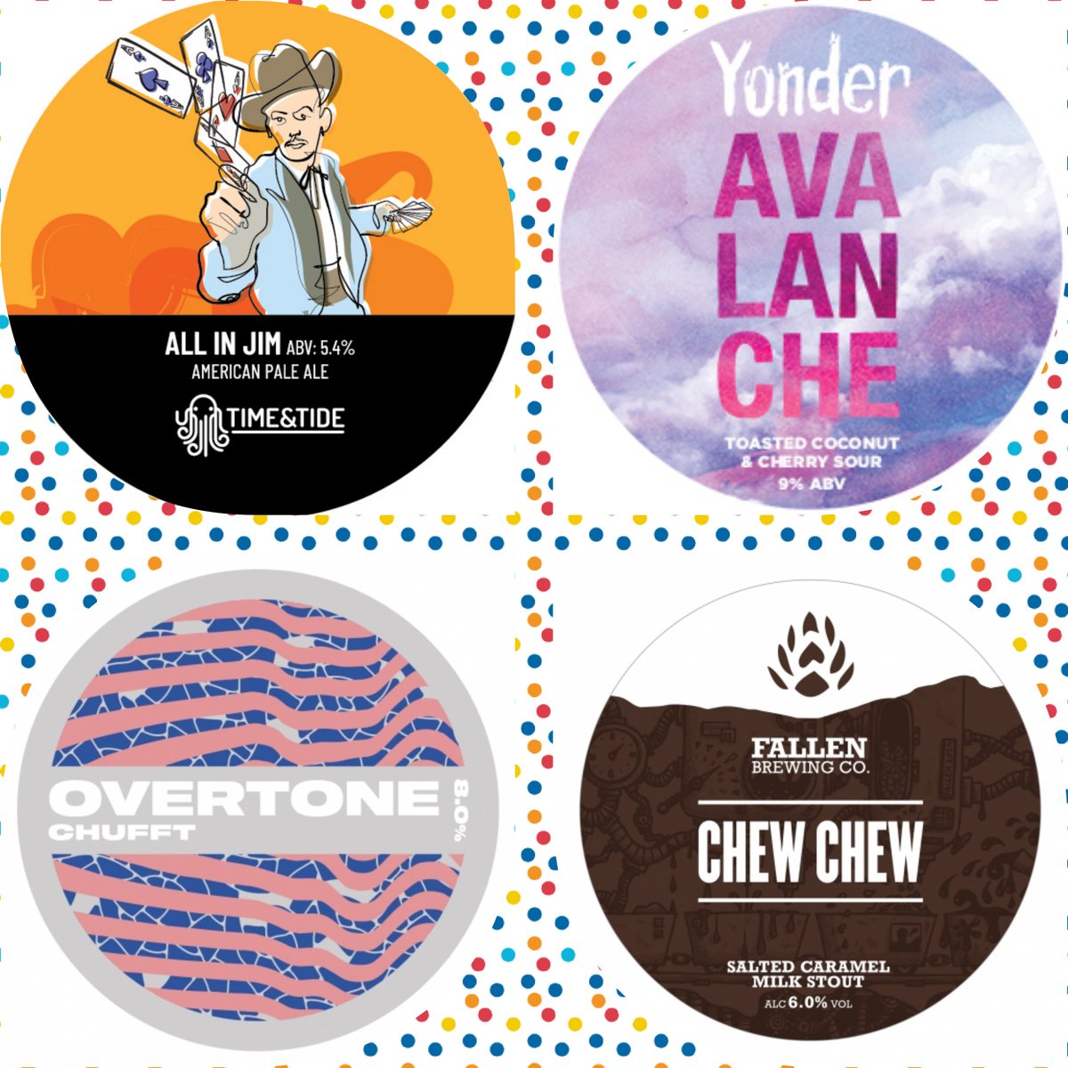 wigancentral's tweet photo. This week's FRIDAY FOURS line up pouring from Noon tomorrow.
@Timeandtidebrewing - All in Jim 5.4%
@YonderBrewing - Avalanche 9%
@Overtonebrewing - Chufft 8%
@FallenBrewCo - Chew Chew 6%
#fridayfours #fourbat #hereforthebeer #styles #craftbeer #fridaylineup #fridaybeers https://t.co/Ue9tUTU1zp