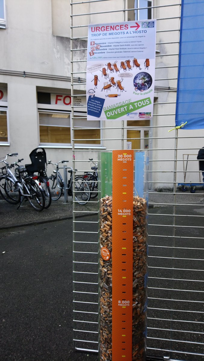 CHUBordeaux's tweet photo. [#MoisSansTabac] Aujourd'hui à l'hôpital Saint-André du @CHUBordeaux : c'est +de 15 000 #mégots ramassés 🚭! Merci à tous pour cette opération ramassage de #mégots, déployée sur tous les GH du @CHUBordeaux
 cc @SurfriderG @EcoMegot #tabac
Prochaines RDV : https://t.co/sF8BC8qXHc https://t.co/vQJiK2eVYD