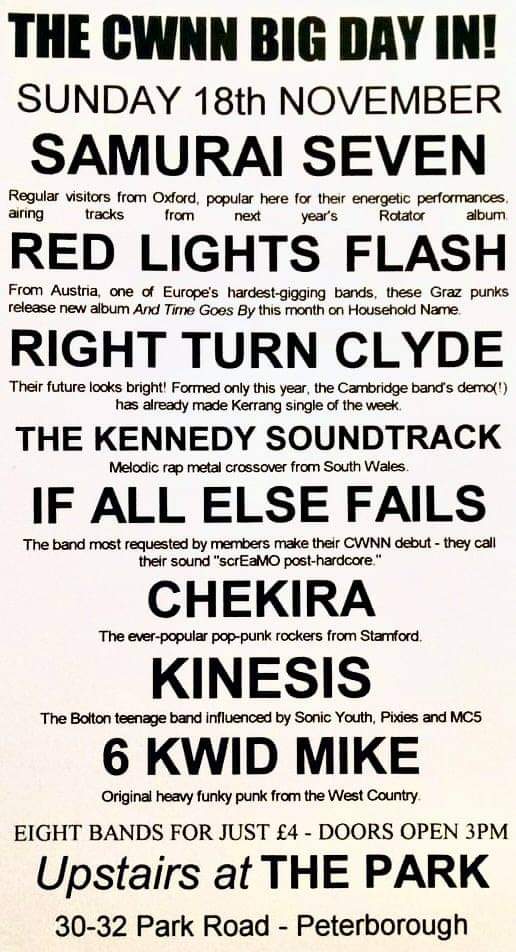 StarInDarkPool's tweet photo. ...twenty years ago today
8 BANDS £4 at https://t.co/oNYihBQRRE
#peterborough #livemusic #music #clubwithnoname #thepark #live #samuraiseven #redlightsflash #rightturnclyde #thekennedysoundtrack #kinesis #chekira #6kwidmike #ifallelsefails #householdnamerecords #festival #allday https://t.co/fmuZ0fTrml