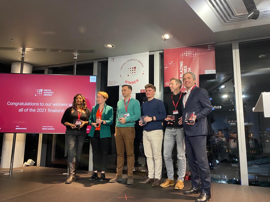 DigiCatapult's tweet photo. 🏆Last night's #DigiCatAward winners are great examples of the diversity &amp; strength of the UK's vibrant tech startup ecosystem.

These innovative small businesses are leading innovation across the UK economy.

Find out more about the startups to watch. ⬇️ https://t.co/f6ZvF41qOu https://t.co/x82H4X4JhU