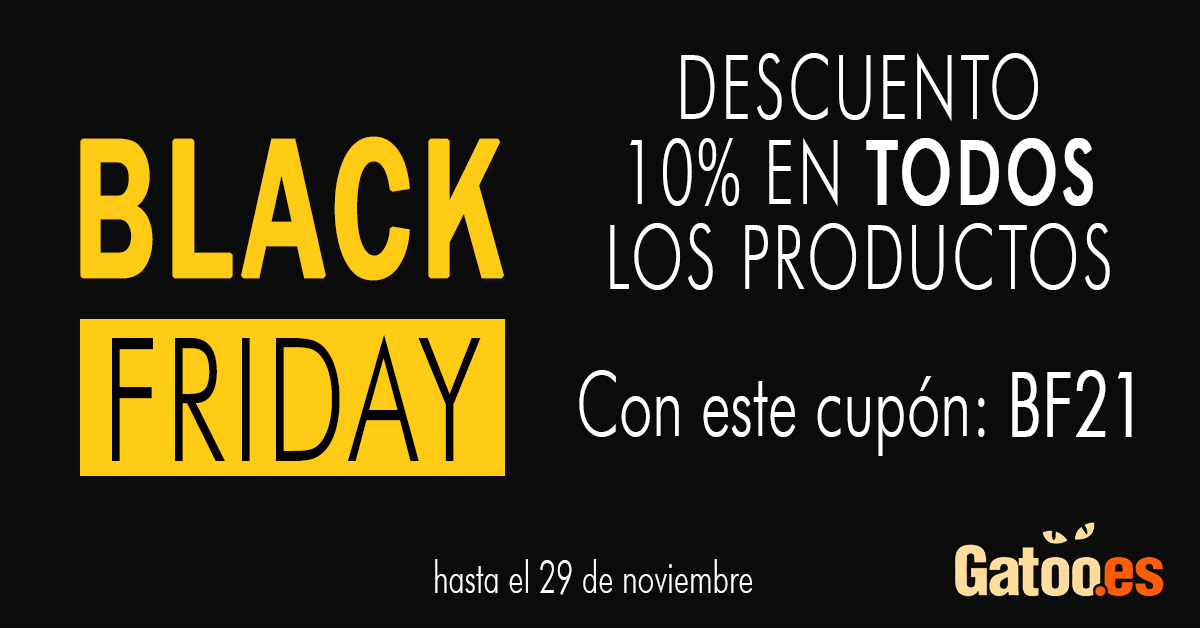 Gatoo_es's tweet photo. Black Friday en https://t.co/tsgfUR8I5J
10% de descuento en TODOS los productos.
Al terminar la compra usa el Cupón: BF21 ¡Y ya está! - ¡Aprovecha!
https://t.co/RBOK79b309 https://t.co/K0QkOvuFhv