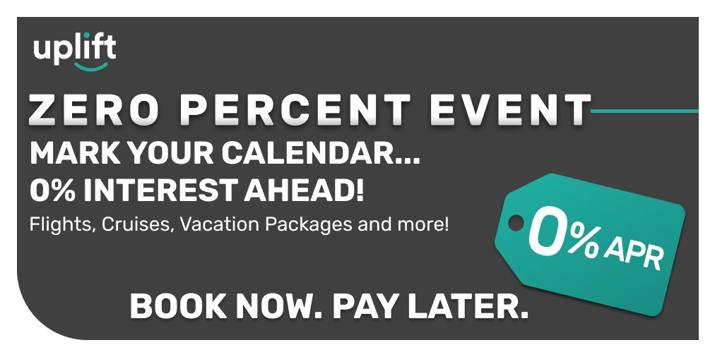 GoUplift's tweet photo. The #traveldeals are just around the corner &amp; Uplift wants to sweeten them for you! Starting Nov 25, stack up the #BlackFriday / #CyberMonday deals when you pay with Uplift. Get 0% interest for 3-mo when you book by Nov 30. You can see more details at https://t.co/E0ByeXEsJg https://t.co/UeYr3ZXuhK