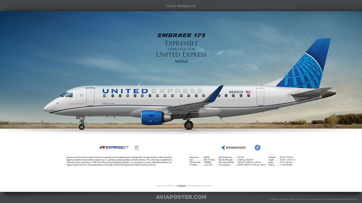 Rulexy2's tweet photo. Embraer 175 ExpressJet
operated for United Express
Poster for Aviators.
https://t.co/KvYwgFcX22
#aviation #avgeek #aircraft #aviationimage #ExpressJetAirlines #ExpressJet #Embraer #Embraer175 #erj #erj175 #regionaljet https://t.co/GJ1IEQF2Wq