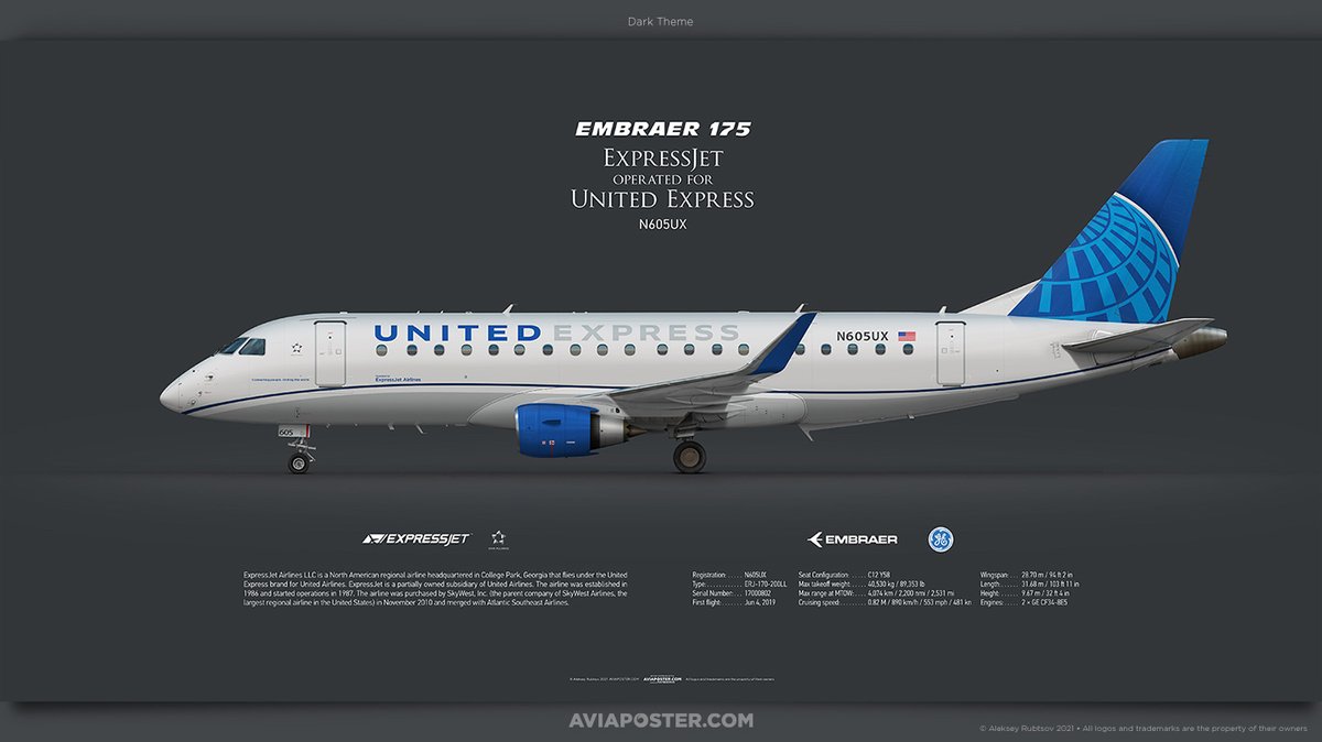 Rulexy2's tweet photo. Embraer 175 ExpressJet
operated for United Express
Poster for Aviators.
https://t.co/KvYwgFcX22
#aviation #avgeek #aircraft #aviationimage #ExpressJetAirlines #ExpressJet #Embraer #Embraer175 #erj #erj175 #regionaljet https://t.co/GJ1IEQF2Wq