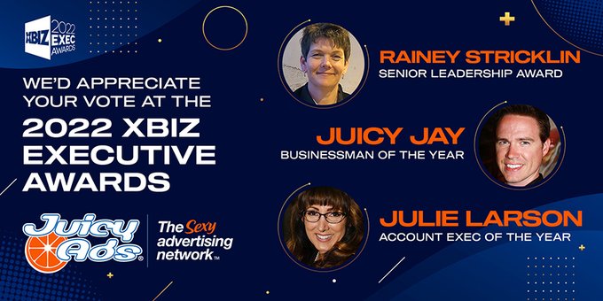 XBIZ has announced the nominees for the 2022 Exec Awards and JuicyAds has earned 3 nominations! Julie<a href="/tag/keepitjuicy"class="tags"><span>#keepitjuicy</span></a><a href="/tag/publishers"class="tags"><span>#publishers</span></a><a href="/tag/advertisers"class="tags"><span>#advertisers</span></a><a href="/tag/online"class="tags"><span>#online</span></a>