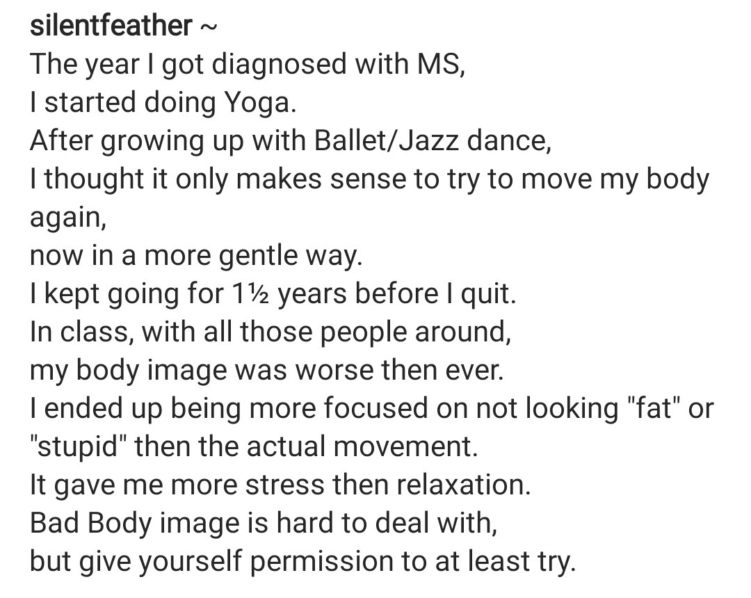 SilentFeather's tweet photo. ~
#Throwback to the #Year2015
when I started doing #Yoga
and my #BadBodyImage
ruined it for me ππ»
#ThrowbackThursday #Memories #ByGones #Past #Photo #PhotoAlbum #SilentFeather https://t.co/dY7HolDzl6