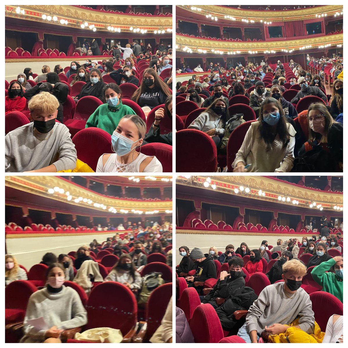 EArteValladolid's tweet photo. Encantados de volver a disfrutar del teatro. Después de un año y medio, los alumnos de de Bachillerato de Artes han vuelto a las butacas del Teatro Calderón en el espectáculo El joven Hamlet #FelicesDeVolverAlTeatro https://t.co/w7LIrzGvCq