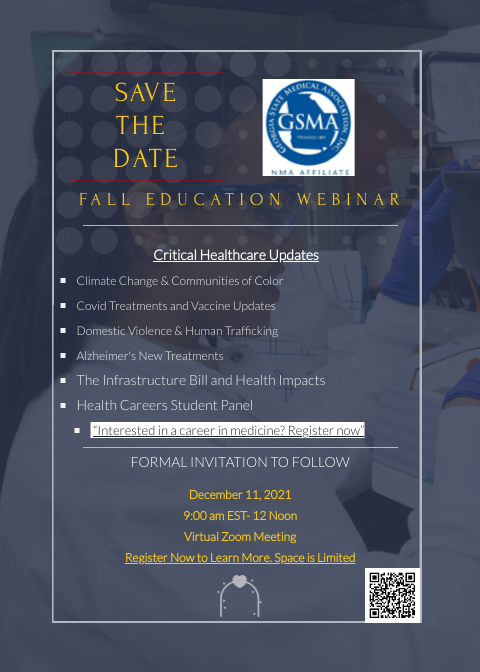 GSMA1's tweet photo. Register now for an educational physician webinar on December 11. 8am CT/ 9am ET. Middle and High school students interested in health careers should register for the "Health Careers" panel. 👇 Scan the QR code to register. @NMARegion3 https://t.co/pwwjQdQdEU