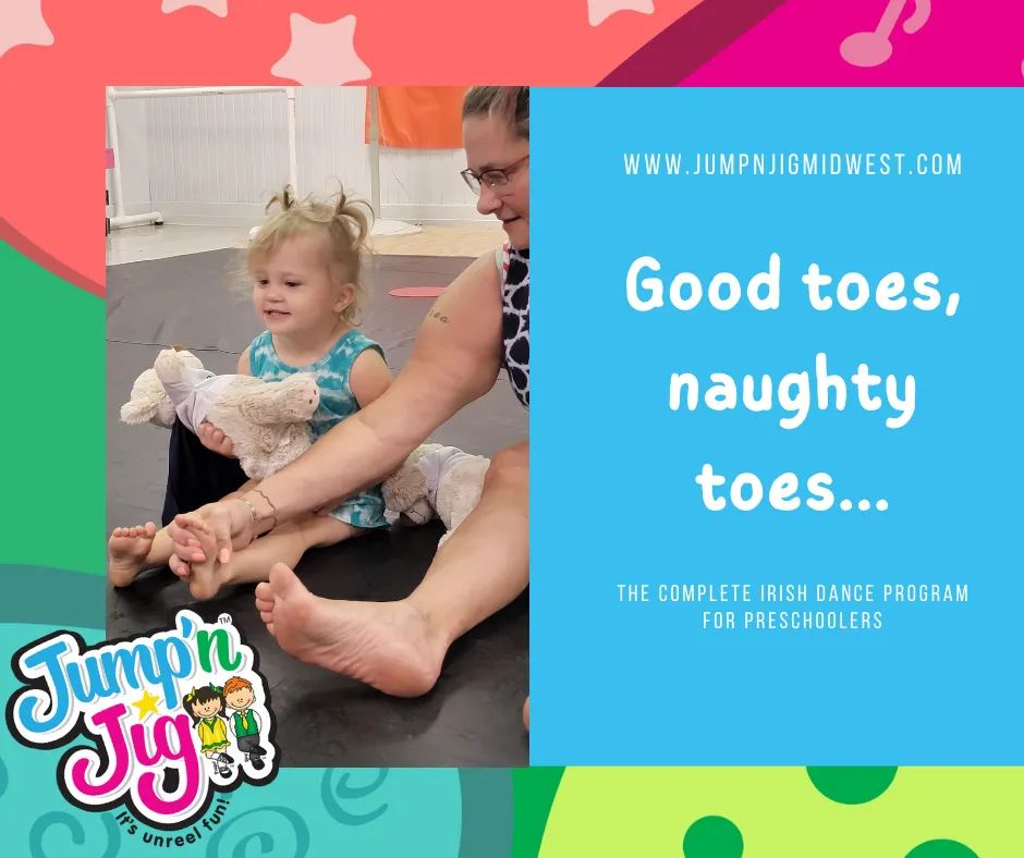 JumpJig's tweet photo. Our dancers begin to learn the importance of good footwork from the start w age   age appropriate music.  Good toes are nicely pointed toes pointing straight out.  Naughty toes are toes pointing up to the ceiling.   Learn more &amp; get a free coloring sheet!
 https://t.co/YpCYoeSNaa https://t.co/1anbyC4zoq