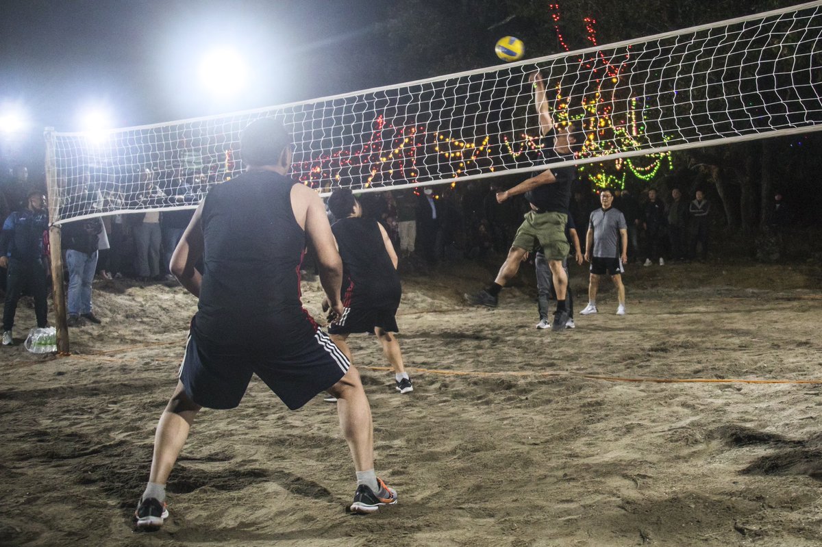 PemaKhanduBJP's tweet photo. The hectic tour today concluded with a friendly volleyball match with the State Govt officers from the local administration and department, at Chug valley near Dirang. https://t.co/Z9LkOw4LVd
